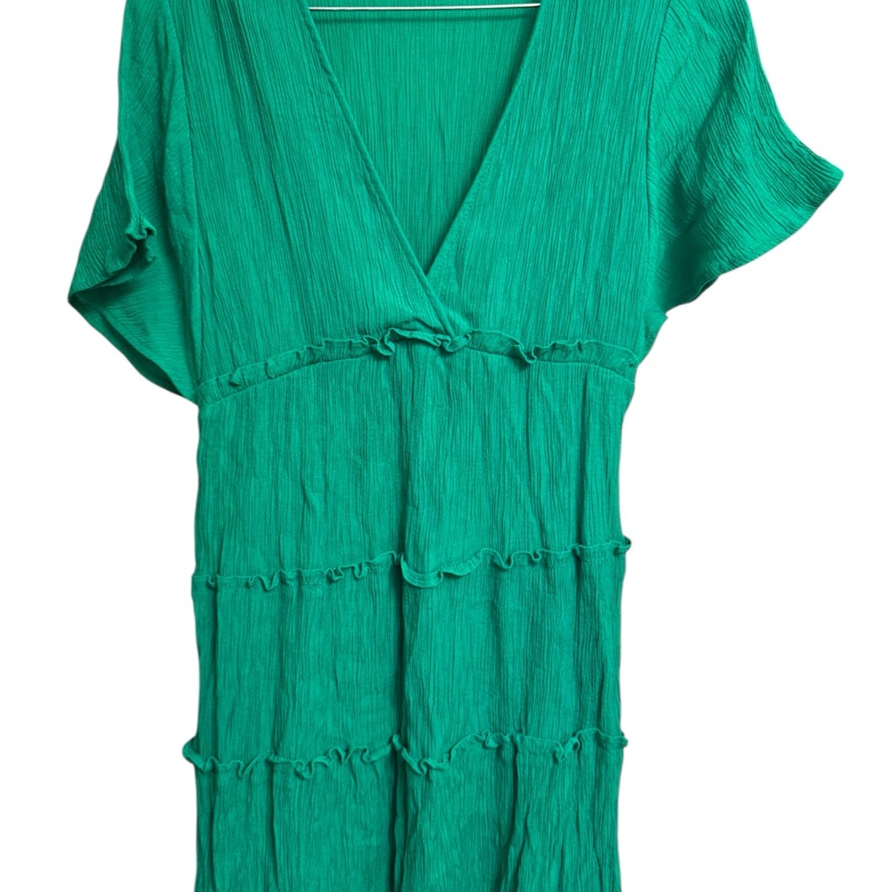 Umgee Green V-Neck Ruffle maxi dress